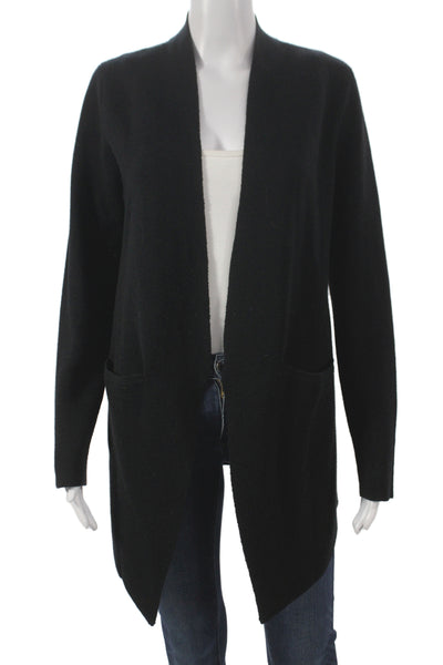 Eileen Fisher Womens Cardigan Black Merino Wool V Neck Long Sleeve Size S