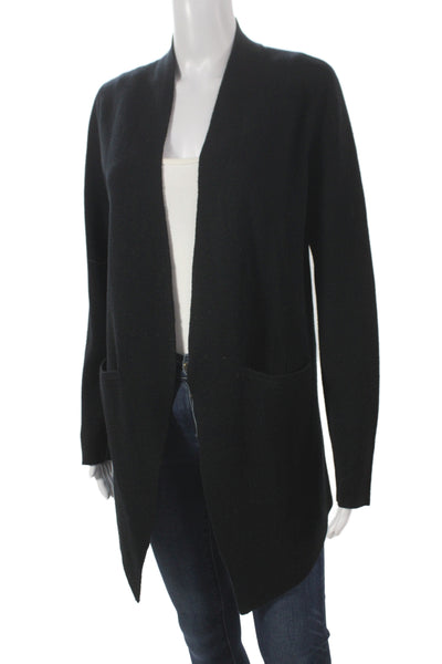 Eileen Fisher Womens Cardigan Black Merino Wool V Neck Long Sleeve Size S