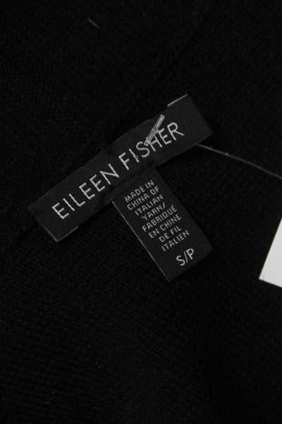 Eileen Fisher Womens Cardigan Black Merino Wool V Neck Long Sleeve Size S