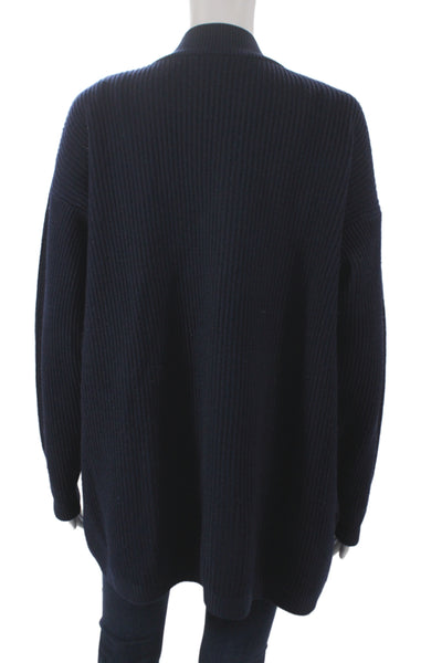 Les Copains Womens Wool V-Neck Long Sleeve Cardigan Blue Size 42