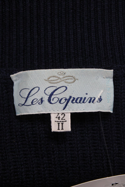 Les Copains Womens Wool V-Neck Long Sleeve Cardigan Blue Size 42