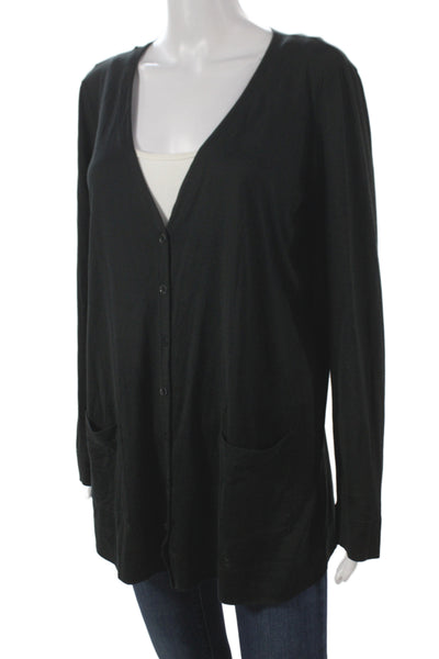 Eileen Fisher Women Cardigan Black V-Neck Long Sleeve Size M