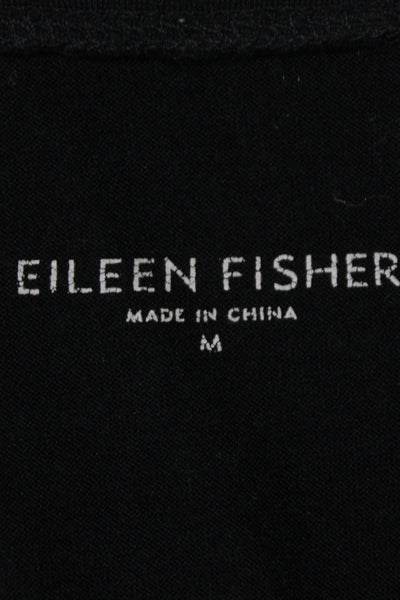 Eileen Fisher Women Cardigan Black V-Neck Long Sleeve Size M