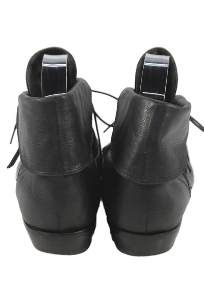 Nine West Womens Leather Lace Up Belted Ankle Boots Black Size 9