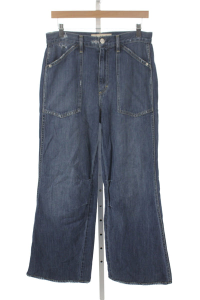 Amo Womens Wide-Leg Jeans Blue High Rise Button Cotton Size 28