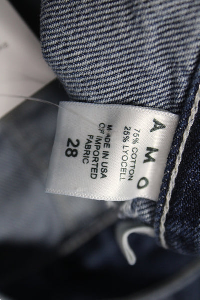 Amo Womens Wide-Leg Jeans Blue High Rise Button Cotton Size 28