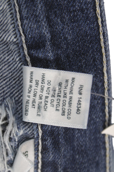 Amo Womens Wide-Leg Jeans Blue High Rise Button Cotton Size 28
