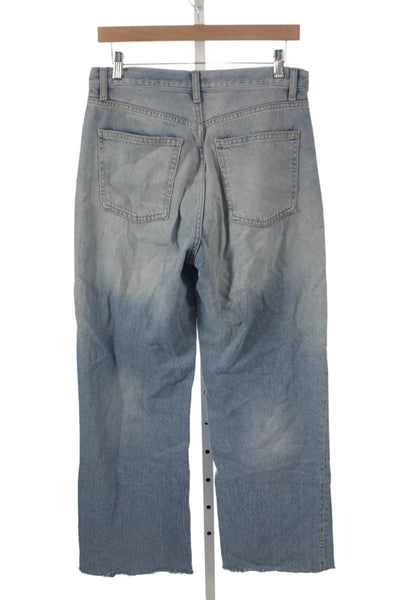 Zara Womens Straight High Rise Jeans Blue Cotton Button Size 6