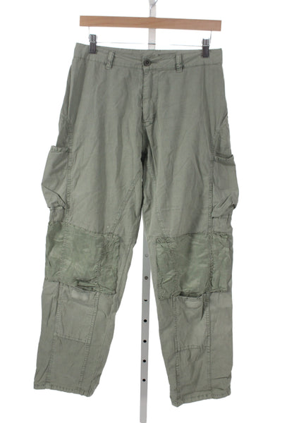John Elliott Mens Cargo Pants Green 100% Cotton Button 26 Inseam Size S