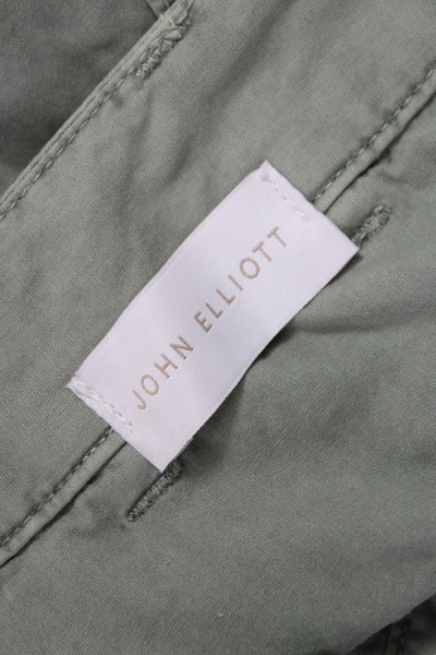 John Elliott Mens Cargo Pants Green 100% Cotton Button 26 Inseam Size S