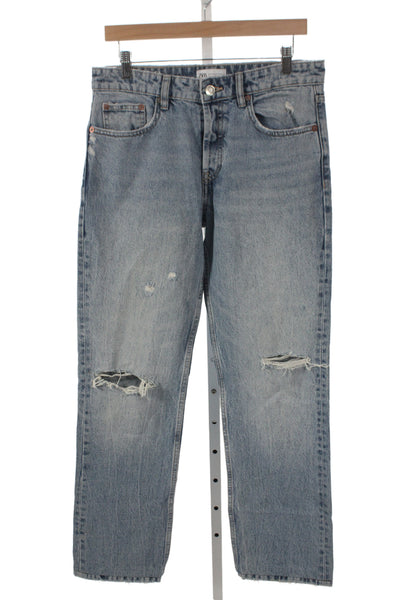 Zara Womens Straight Blue High Rise Jeans Size 8