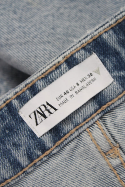 Zara Womens Straight Blue High Rise Jeans Size 8