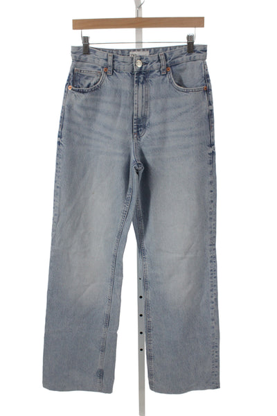 Zara Women Straight Jeans Blue High Rise Cotton Size 6
