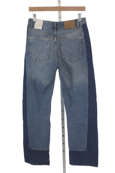 Zara Women Straight High Rise Jeans Blue 100% Cotton Button Size 2