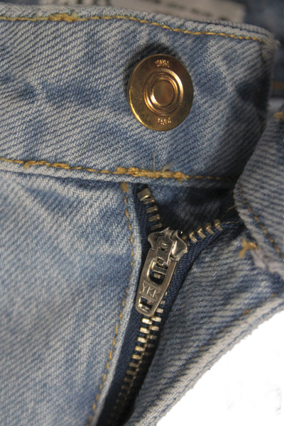 Zara Womens Wide-Leg Cotton Jeans Blue High Rise Button Fly Size 6