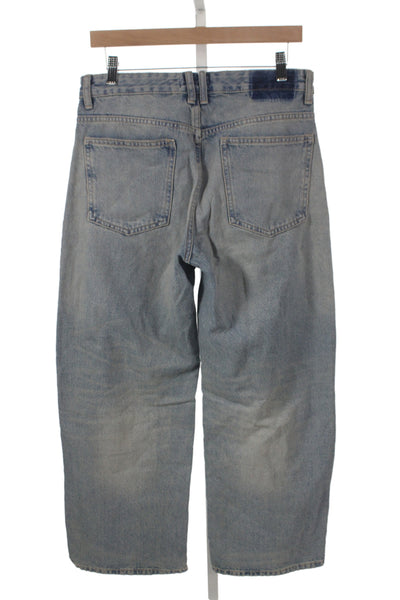 Zara Women High Rise Wide Leg Jeans Blue Button Fly 26 Inseam Size 6