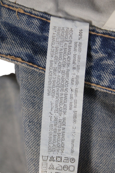 Zara Women High Rise Wide Leg Jeans Blue Button Fly 26 Inseam Size 6