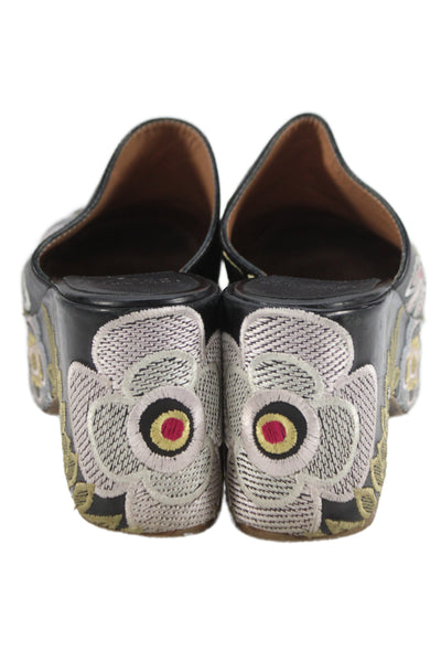 Laurence Dacade Womens Leather Embroidered Clogs Heels Black Size 38.5 8.5