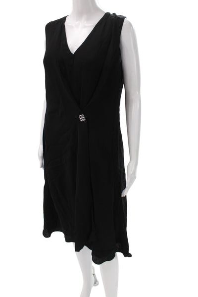Givenchy Women Shift Dress Black Sleeveless Knee Length V-Neck Size 40