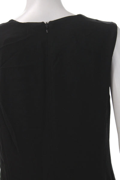 Givenchy Women Shift Dress Black Sleeveless Knee Length V-Neck Size 40