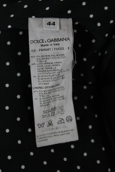 Dolce & Gabbana Womens Fit & Flare Dress Black Polka Dot Sleeveless Size 44