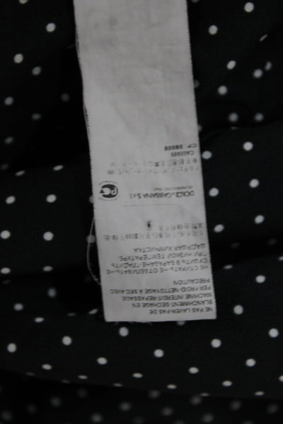 Dolce & Gabbana Womens Fit & Flare Dress Black Polka Dot Sleeveless Size 44