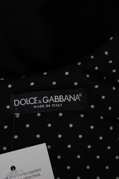 Dolce & Gabbana Womens Fit & Flare Dress Black Polka Dot Sleeveless Size 44