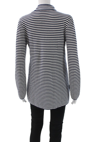 Tory Burch Womens Blue Striped V-Neck Tunic Long Sleeve Nautical Size S