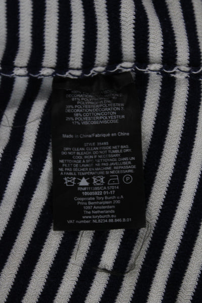 Tory Burch Womens Blue Striped V-Neck Tunic Long Sleeve Nautical Size S