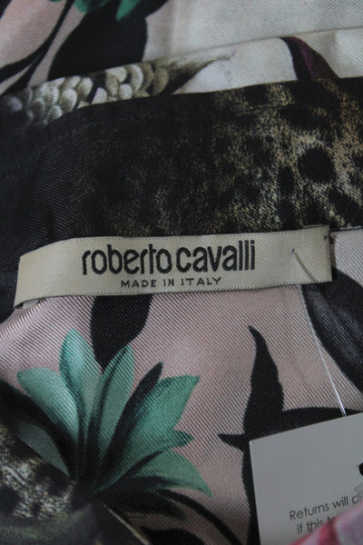 Roberto Cavalli Women Silk Animal Print Tunic Button-Up Long Sleeve Size 50