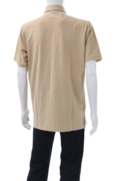 Peter Millar Mens Beige Collared Short Sleeve T-Shirt Pima Cotton Size L