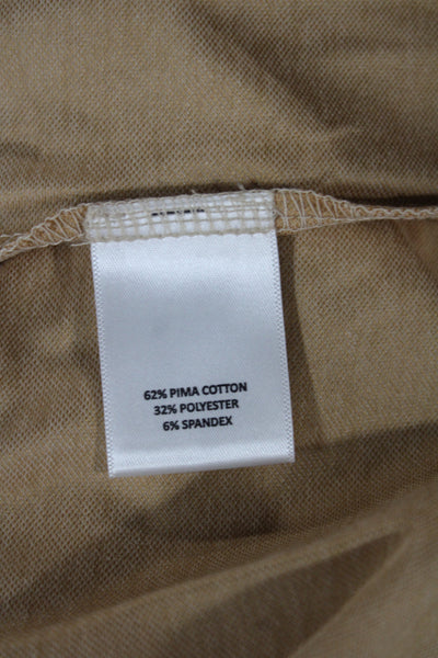 Peter Millar Mens Beige Collared Short Sleeve T-Shirt Pima Cotton Size L