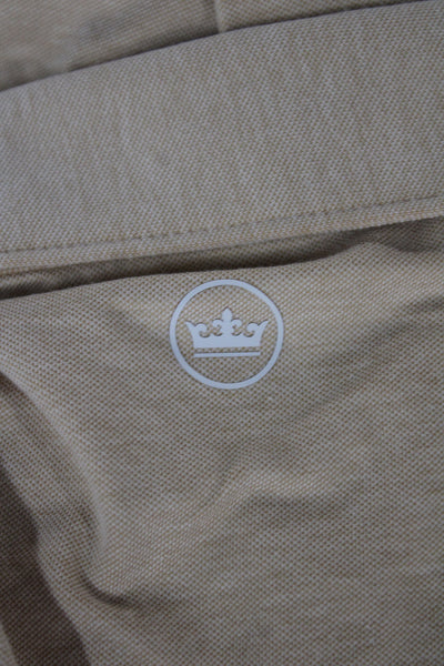 Peter Millar Mens Beige Collared Short Sleeve T-Shirt Pima Cotton Size L