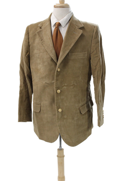 Kostner Mens Blazer Brown Corduroy Solid Size 42