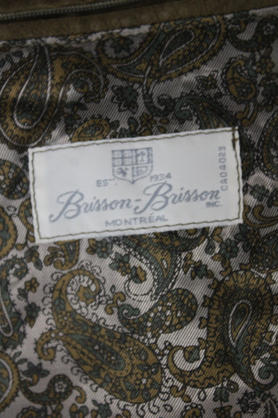 Brisson-Brisson Mens Leather Bomber Jacket Brown Zip Size 52