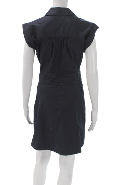 Veronica Beard Womens Shirt Dress Black Collared Button Short Sleeve Size 2