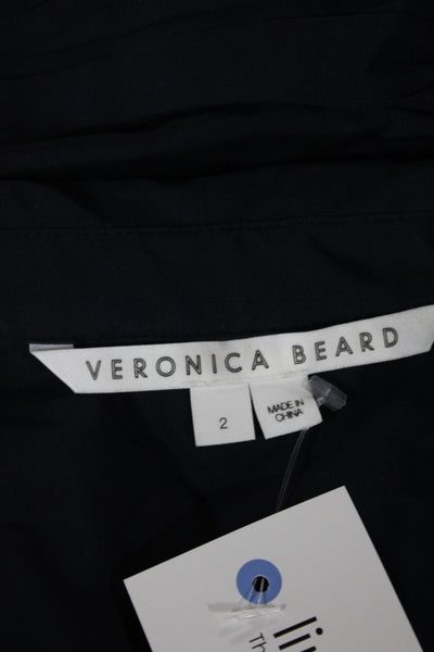 Veronica Beard Womens Shirt Dress Black Collared Button Short Sleeve Size 2