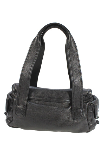 Michael Michael Kors Womens Two Handle Grain Leather Flap Shoulder Handbag Black