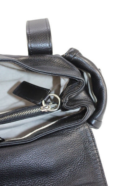 Michael Michael Kors Womens Two Handle Grain Leather Flap Shoulder Handbag Black