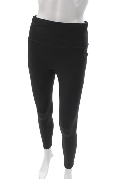 Athleta Women Ankle Leggings Black Athleisure Nylon Solid Size M