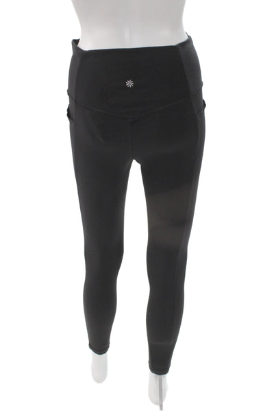 Athleta Women Ankle Leggings Black Athleisure Nylon Solid Size M