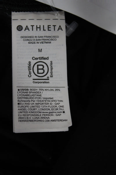 Athleta Women Ankle Leggings Black Athleisure Nylon Solid Size M