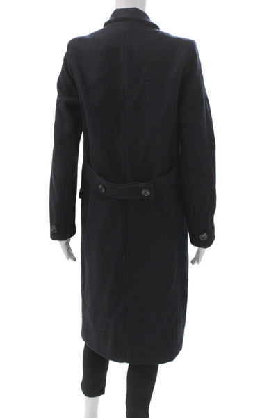 Ganni Womens Blue Wool Overcoat Button Size XS