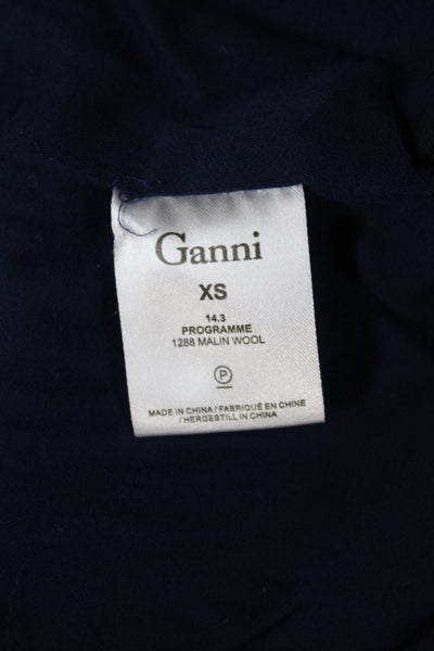 Ganni Womens Blue Wool Overcoat Button Size XS