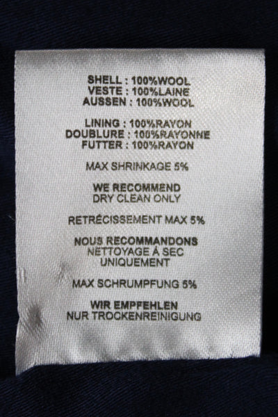 Ganni Womens Blue Wool Overcoat Button Size XS