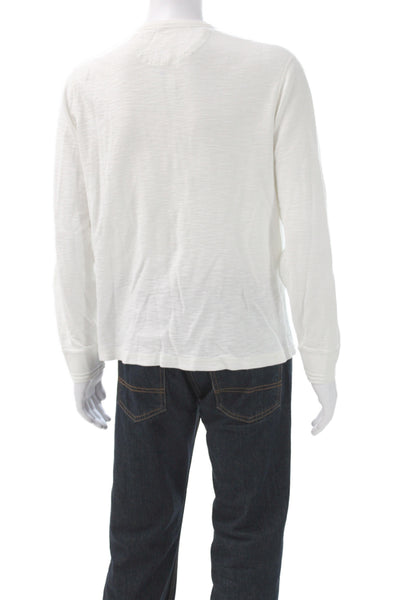 Todd Snyder Mens White Long Sleeve Henley Basic T-Shirt 100% Cotton Size M