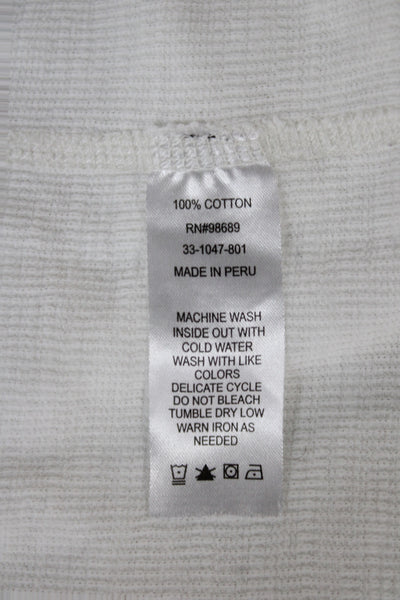 Todd Snyder Mens White Long Sleeve Henley Basic T-Shirt 100% Cotton Size M