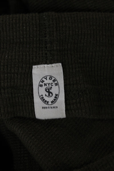 Todd Snyder Mens Long Sleeve Henley T-Shirt Green Cotton Basic Size M