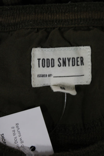 Todd Snyder Mens Long Sleeve Henley T-Shirt Green Cotton Basic Size M
