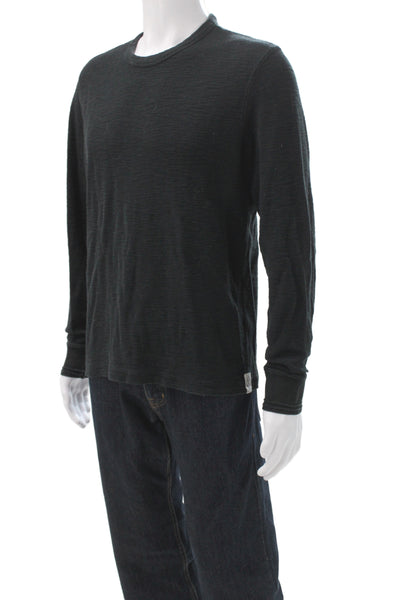 Todd Snyder Mens Basic Black Cotton Crew Neck Long Sleeve T-Shirt Size M